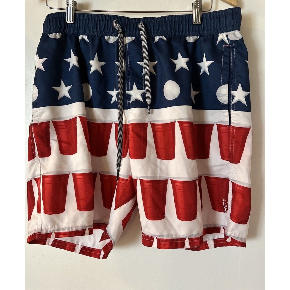 Trinity Shorts Mens XL Red White Blue USA America Boardshorts Flag Casual Swim